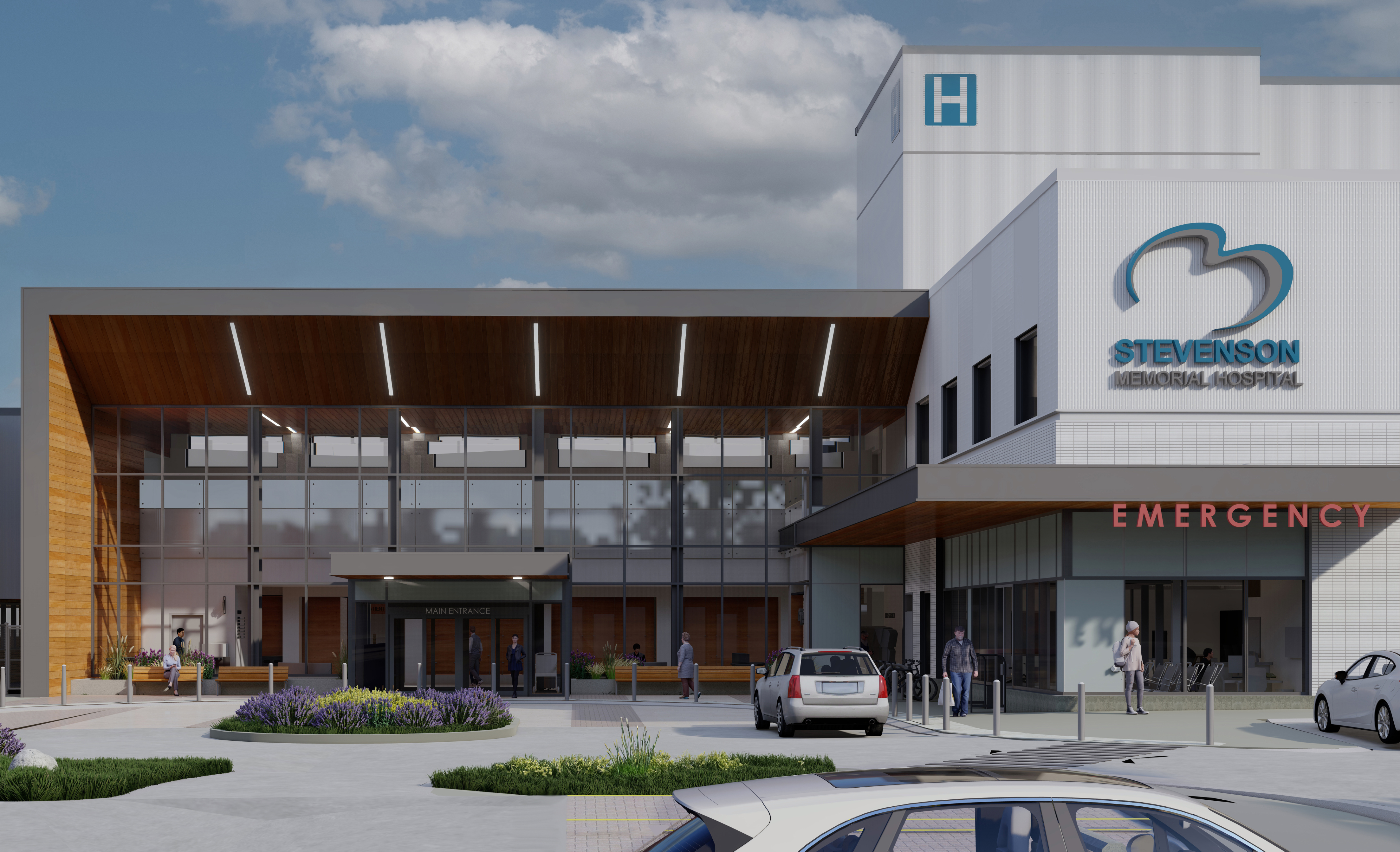 rendering of front entrance of future SMH facility