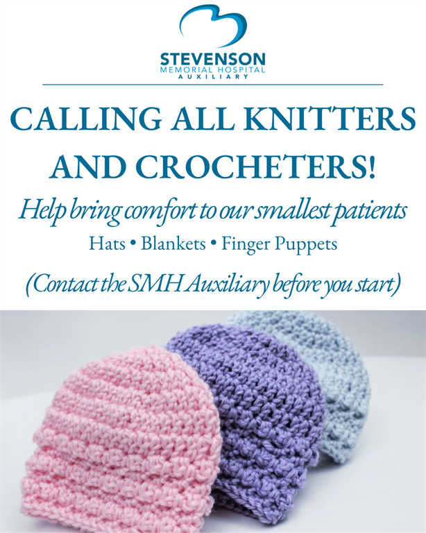 poster of knitted baby hats details to follow